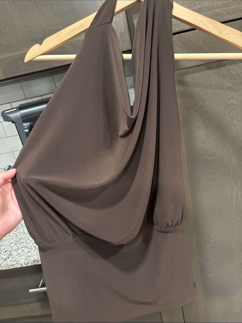 Brown Aritiza Cowl neck top